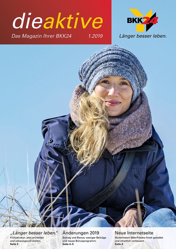 Titelseite der ersten Ausgabe im Jahr 2019 des BKK24-Mitgliedermagazins "dieaktive"